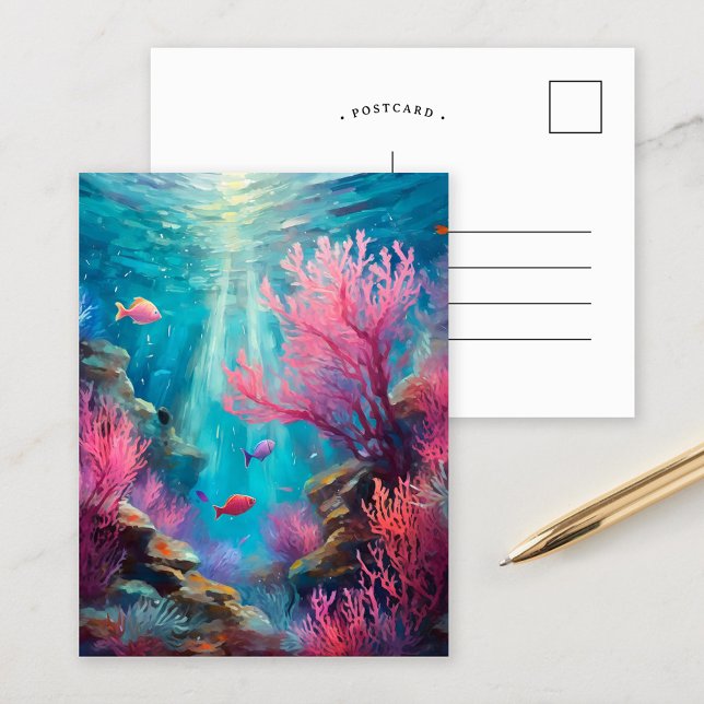 Carte Postale Coral Reef Océan Abstrait Art moderne (Créateur téléchargé)