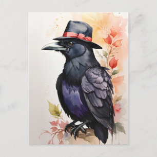 Carte Postale Corbeau au chapeau Fedora