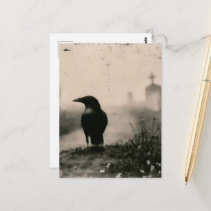 Carte Postale corbeau au cimetière dans le style vintage