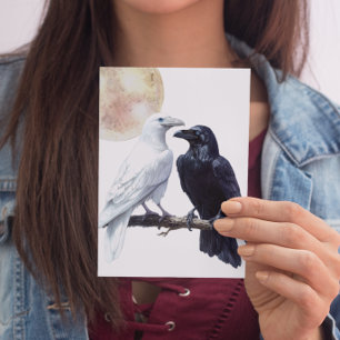 Carte Postale Corbeau blanc et noir