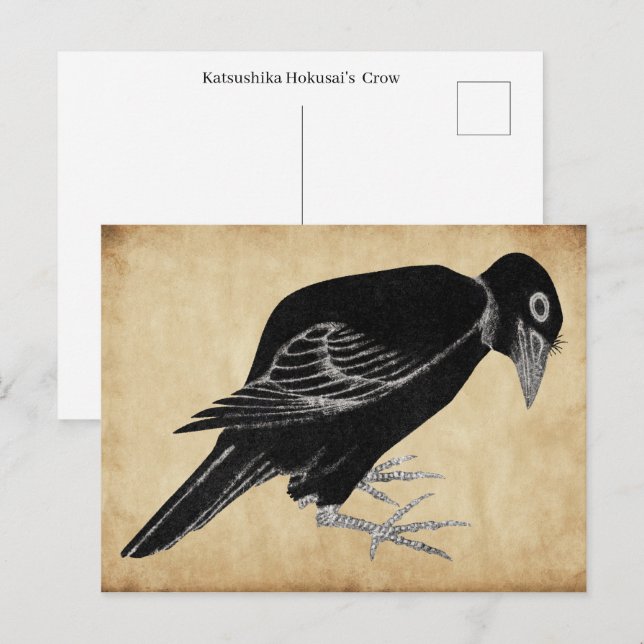 Carte Postale Corbeau de Katsushika Hokusai 1814 (Devant / Derrière)