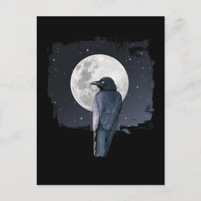 Carte Postale Corbeau de la forêt Lune froide (Devant)