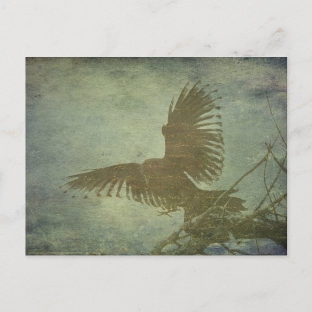 Carte Postale Corbeau de la poésie de Poe (Devant)