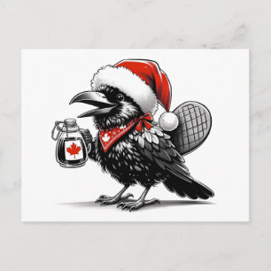 Carte Postale Corbeau de Noël canadien adorable