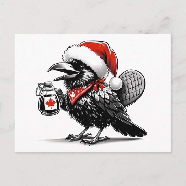 Carte Postale Corbeau de Noël canadien adorable (Devant)