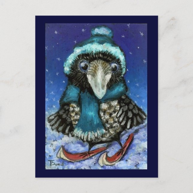 Carte Postale Corbeau de ski (Devant)