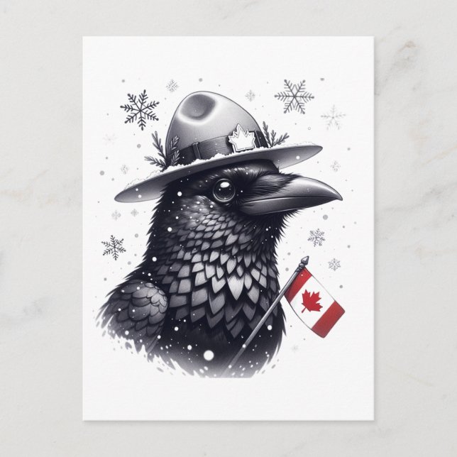 Carte Postale Corbeau d'hiver canadien (Devant)