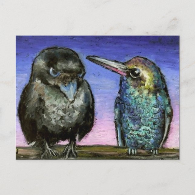 Carte Postale Corbeau et colibri (Devant)