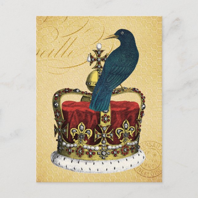 Carte Postale Corbeau et couronne royale (Devant)