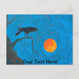 Carte Postale Corbeau et pleine lune