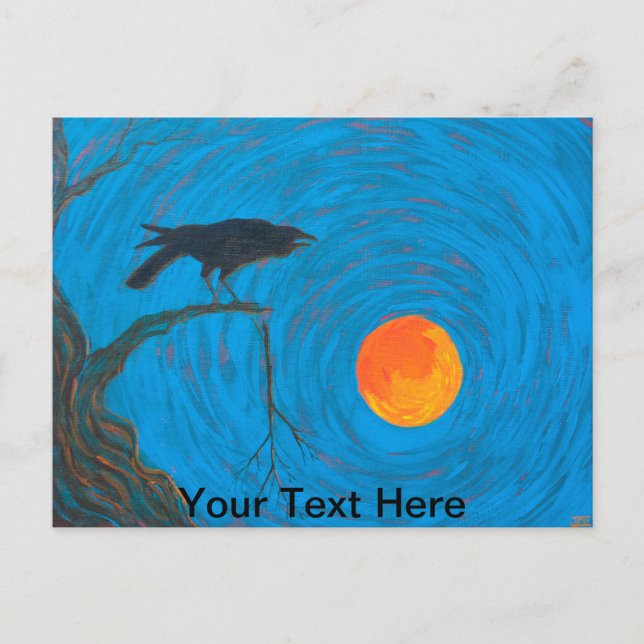 Carte Postale Corbeau et pleine lune (Devant)