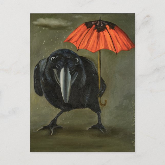 Carte Postale corbeau pluie 2 (Devant)