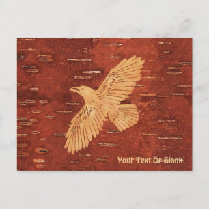 Carte Postale Corbeau rustique sur écorce de Birch Intérieur