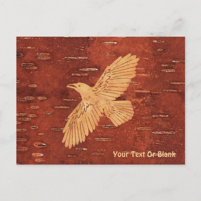 Carte Postale Corbeau rustique sur écorce de Birch Intérieur (Devant)