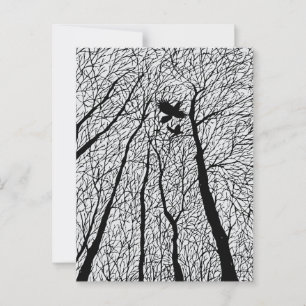 Carte Postale Corbeaux en Silhouette dans les Arbres d'Hiver