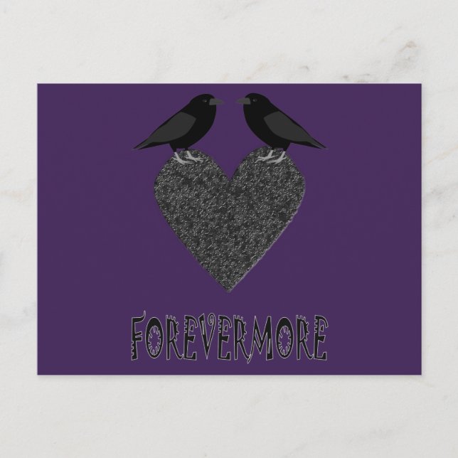 Carte Postale Corbeaux gothiques et Cœur noir (Devant)