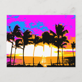 Carte Postale Corey Tiger 1980S Retro Vintage Palm Trees coucher