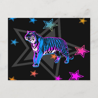 Carte Postale Corey Tiger 80's Retro Tiger & Stars