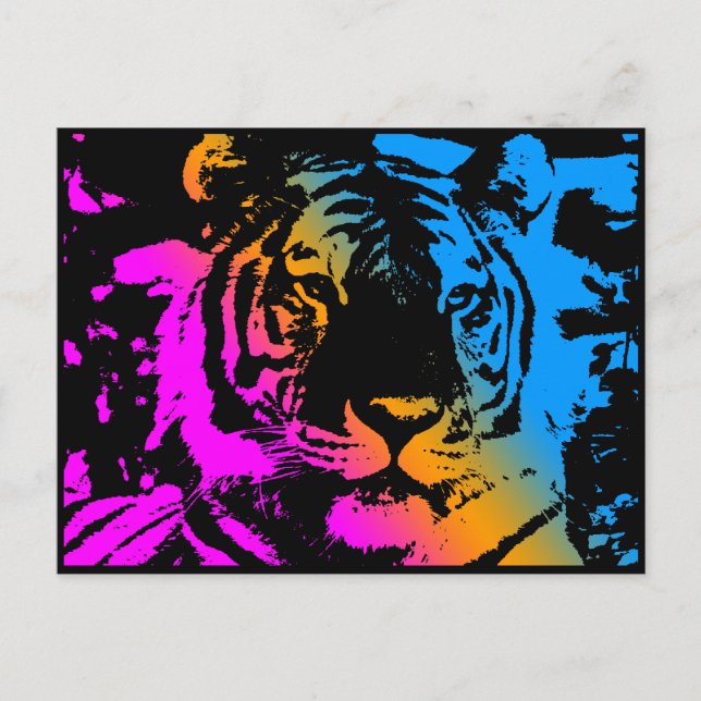 Carte Postale COREY TIGER '80s RÉTRO VISAGE DE TIGRE PSYCHEDELIC (Devant)