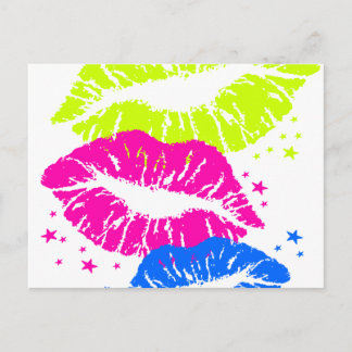 Carte Postale Corey Tiger 80s Vintage Lips & Stars Kisses