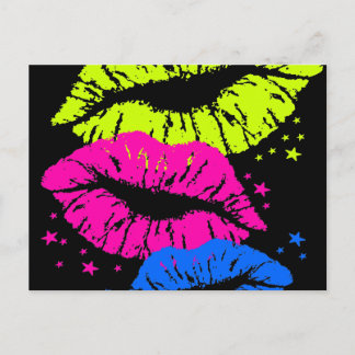 Carte Postale Corey Tiger 80s Vintage Lips & Stars Kisses