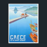 Carte Postale Corfou, le Poster vintage grec restauré<br><div class="desc">Une affiche de voyage vintage restaurée et numériquement améliorée de Corfou, Grèce. Veuillez noter que nos affiches sont des reproductions de haute qualité basées sur des scans professionnels, très haute résolution des originaux. Notre processus de retouche manuelle n'implique pas l'utilisation de filtres qui enlèvent les détails ou la texture d'origine...</div>