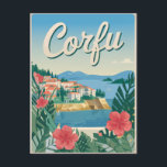 Carte Postale Corfou vintage<br><div class="desc">Entrez dans la beauté intemporelle de Corfou, en Grèce, avec cette carte postale de style vintage. Doté de superbes plages, de paysages luxuriants et d'un charme méditerranéen emblématique, ce design reflète l'essence de l'une des destinations les plus appréciées de la Grèce. Parfait pour les collectionneurs, les voyageurs, ou comme cadeau...</div>