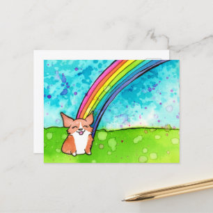 Carte Postale Corgi À La Fin De L'Arc En Ciel