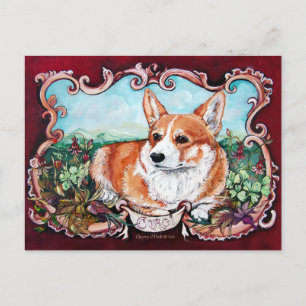 Carte Postale Corgi dans le jardin !