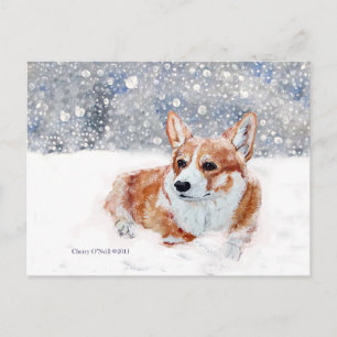 Carte Postale Corgi d'hiver