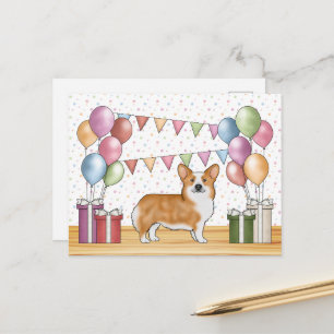 Carte Postale Corgi gallois de Pembroke rouge Anniversaire paste