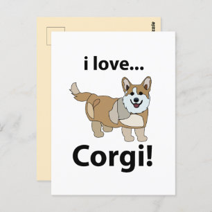 Carte Postale Corgi I Love Corgi