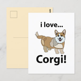 Carte Postale Corgi J'adore Corgi 