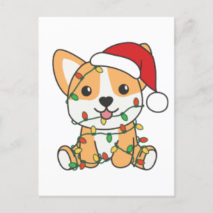 Carte Postale Corgi Noël Animaux d'hiver Chien