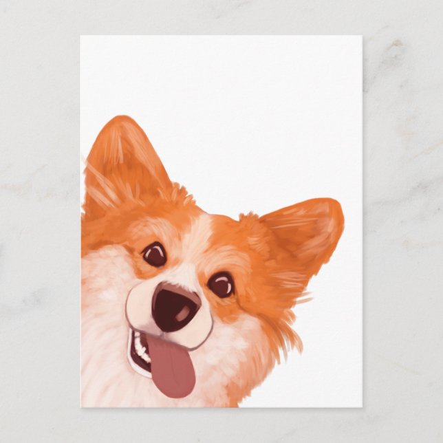 Carte Postale Corgi orange mignon (Devant)