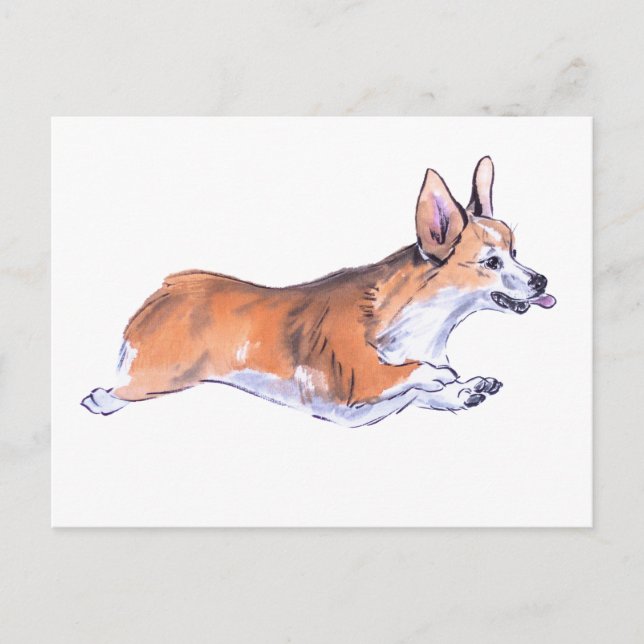 Carte Postale Corgi peinture à la suie de vol (Devant)