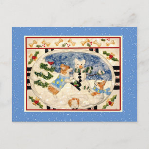 Carte postale Corgi Snowman