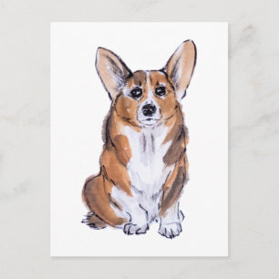 Carte Postale Corgi sue aquarelle