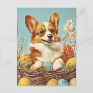 Carte Postale Corgi Vintage Pâques