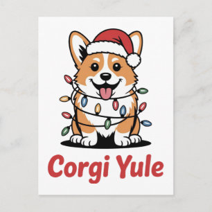 Carte Postale Corgi Yule Drôle de Noël Kawaii Corgi Amoureux des