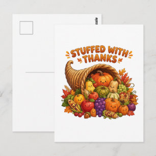 Carte Postale Corne d'abondance de Thanksgiving adorable remplie