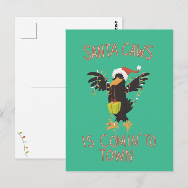 Carte Postale Corneille de Noël de Punny Père Noël Caws (Devant / Derrière)