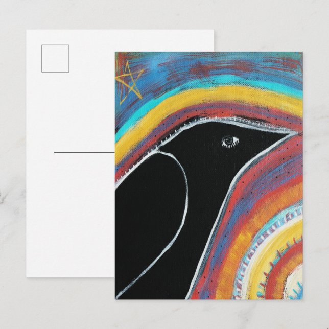 Carte Postale Corneille et arc-en-ciel (Devant / Derrière)