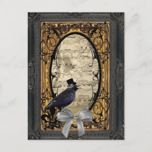 Carte Postale Corneille mariage gothique vintage amusant