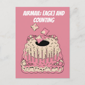 Carte Postale Cornhole Airmail Gâteau d'anniversaire Blague Humo