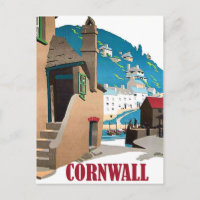 Cornouailles, port et maisons sur la colline, vint