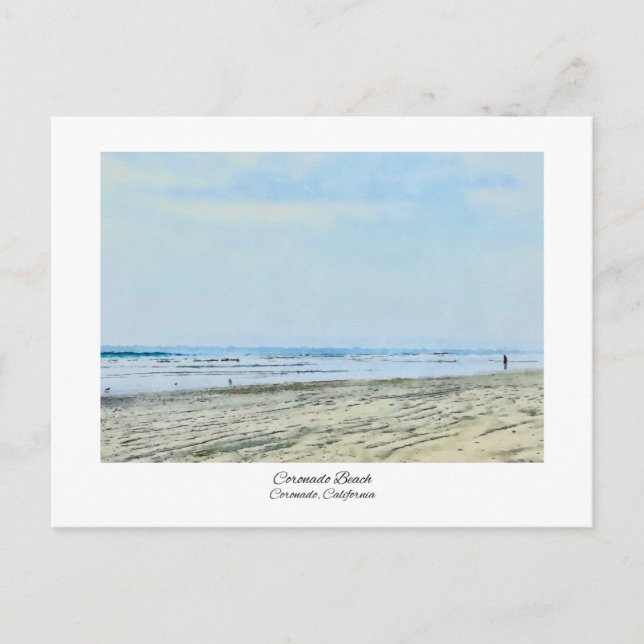 Carte Postale Coronado Beach Californie Aquarelle Imprimer (Devant)