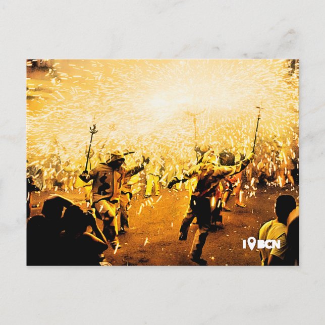 Carte Postale Correfocs du quartier Gràcia à Barcelone, Espagne (Devant)