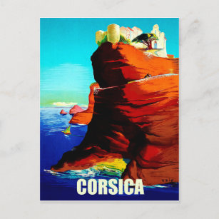 Carte Postale Corse, forteresse médiévale sur la falaise, vintag