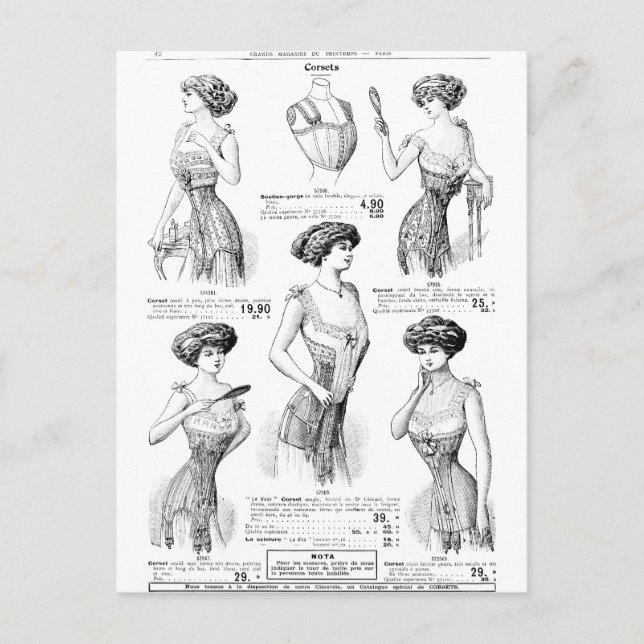 Carte Postale Corset Ad Paris Hiver 1909-1910 (Devant)